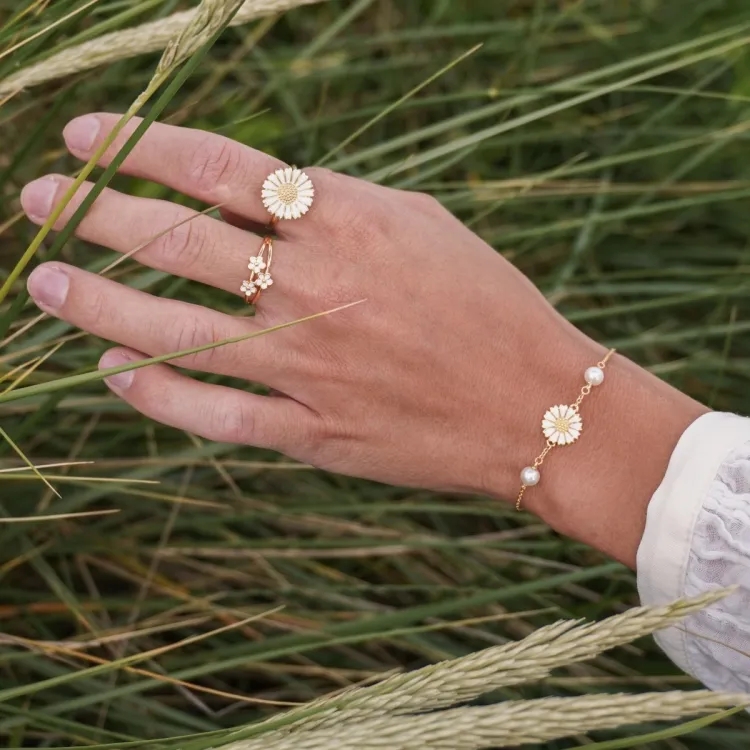 15 mm marguerit ring i forgyldt sølv - Marie