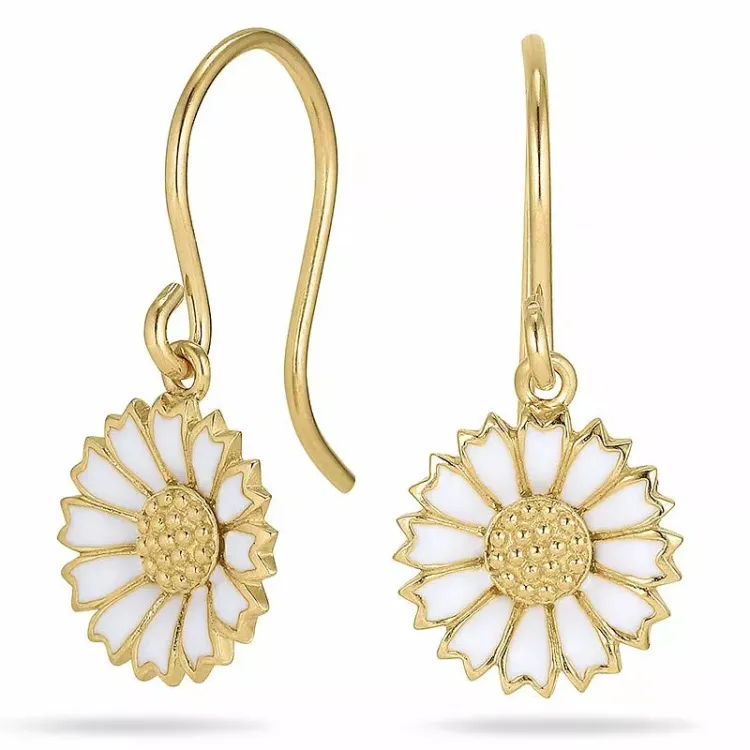 11 - 12 MM marguerit øreringe i forgyldt sølv - Marie