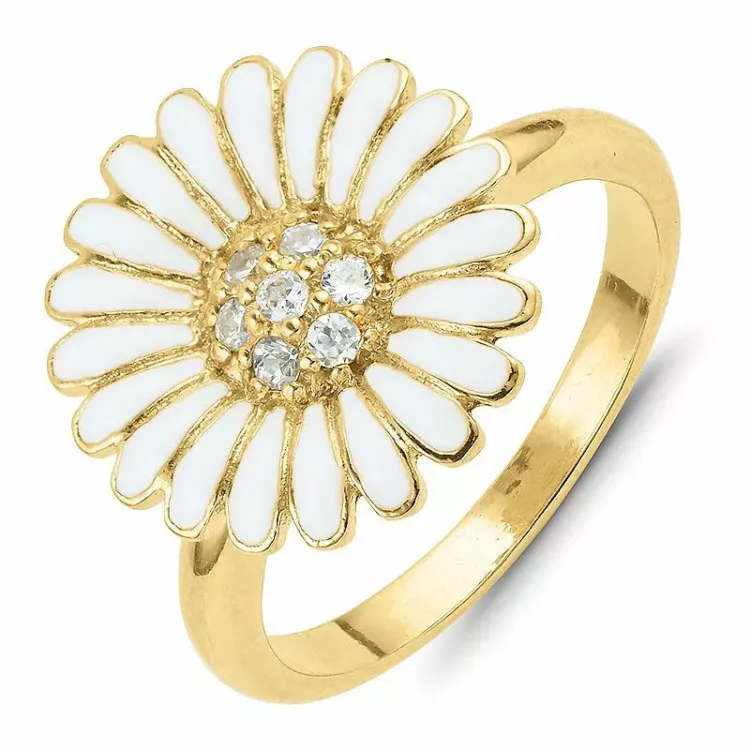 14 mm marguerit ring i forgyldt sølv - Matilda