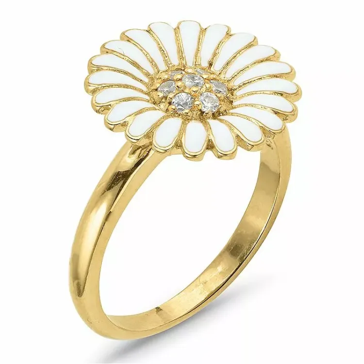 14 mm marguerit ring i forgyldt sølv - Matilda