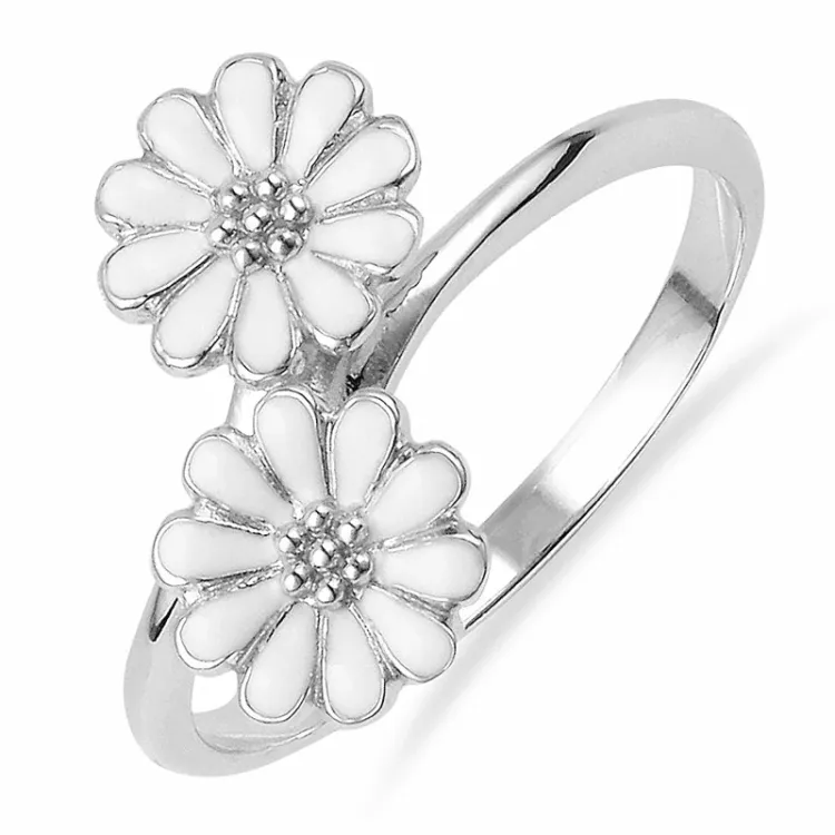 marguerit ring i sølv med rhodinering - Maggie