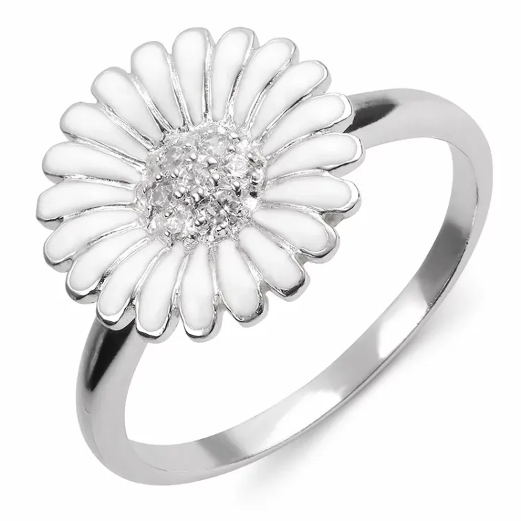 15 mm marguerit ring i rhodineret sølv - Matilda