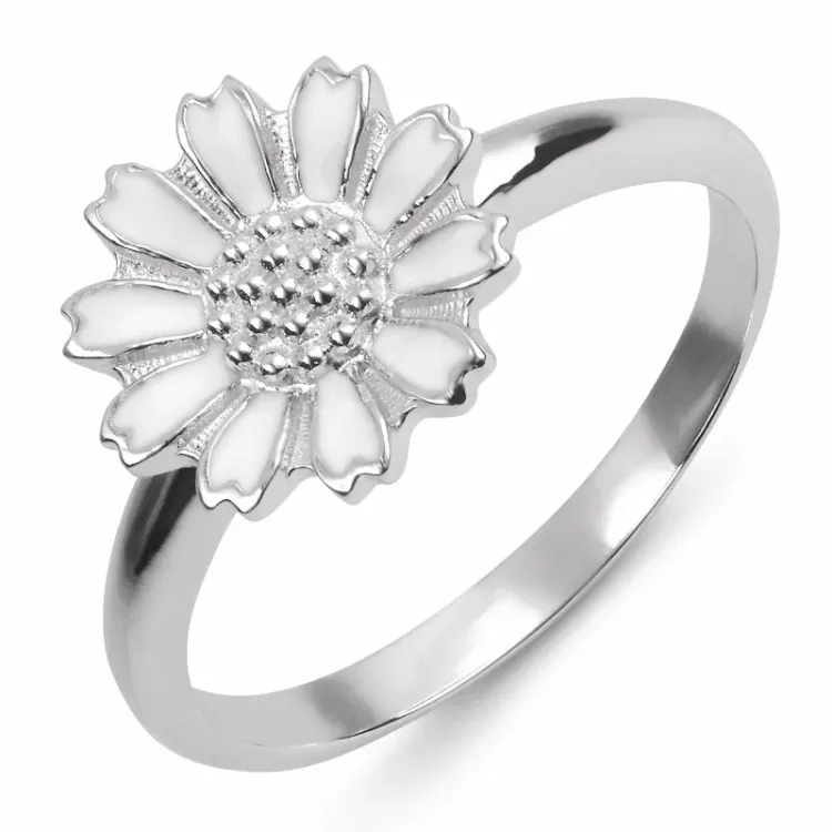 11 mm marguerit ring i rhodineret sølv - Marie