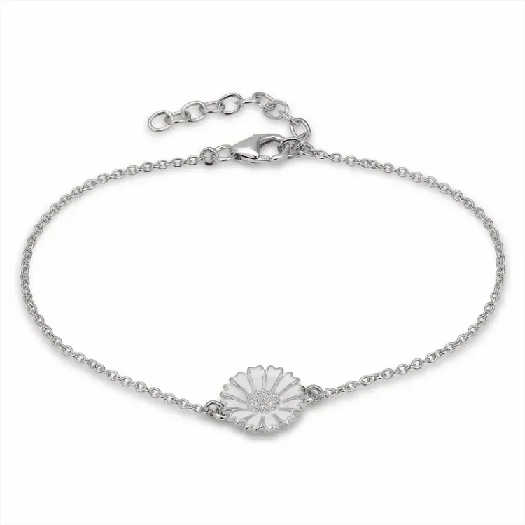 12 mm marguerit ankerarmbånd i rhodineret sølv - Marie