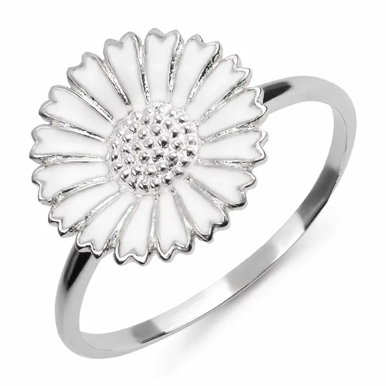 15 mm marguerit ring i rhodineret sølv - Marie
