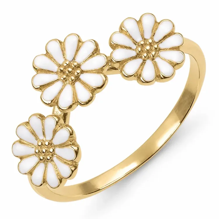 7 mm marguerit ring i forgyldt sølv - Maggie