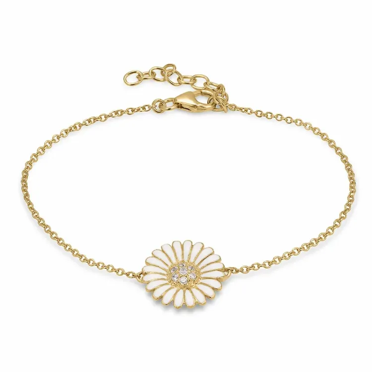 14 mm marguerit zirkon armbånd i forgyldt sølv - Matilda