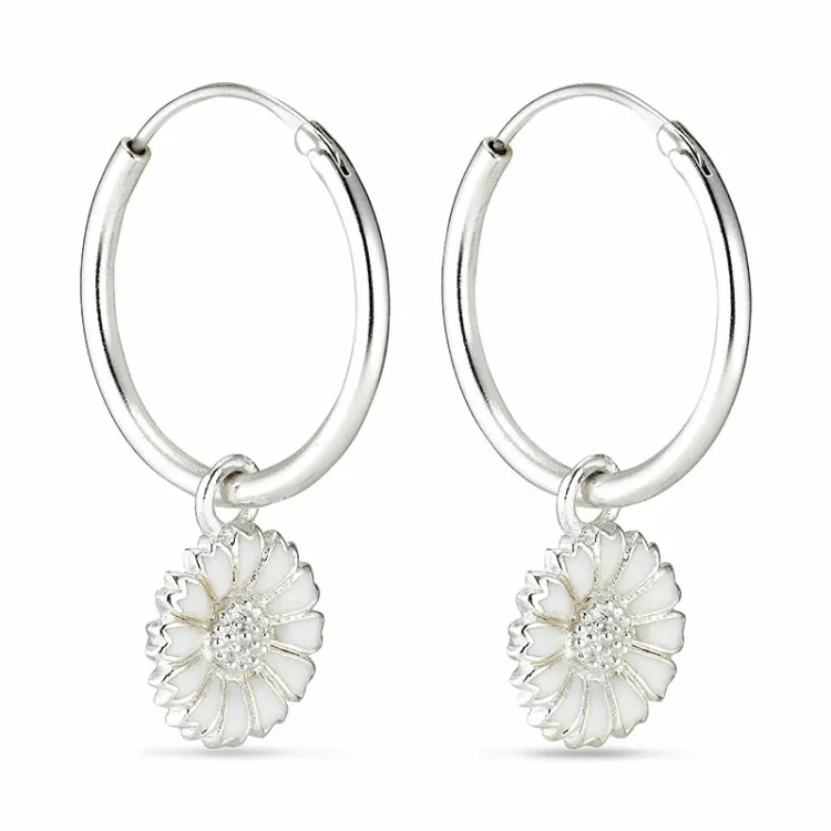 18 mm marguerit creoler i sølv - Marie