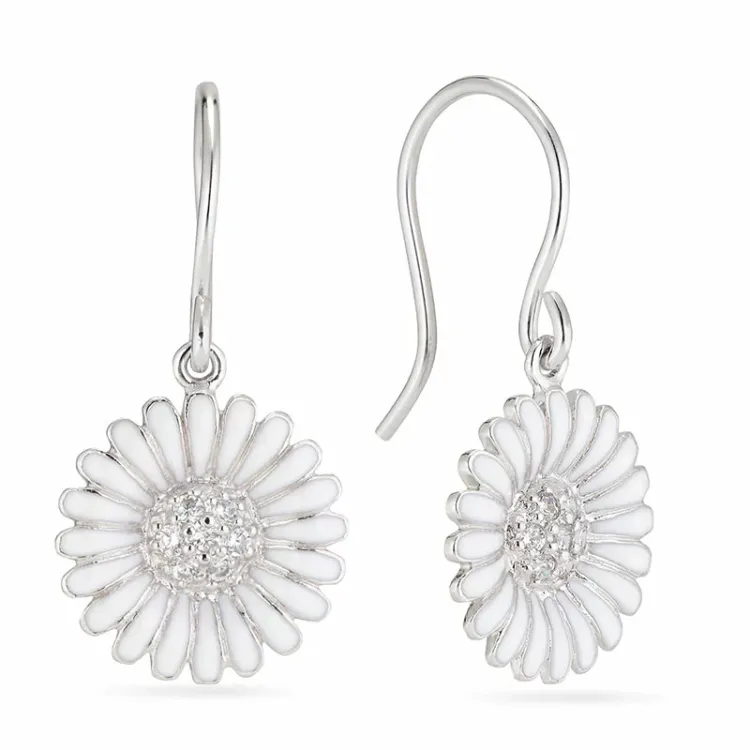 15 mm marguerit øreringe i sølv - Matilda