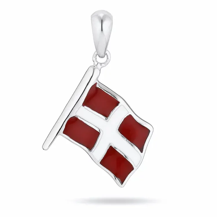 dannebrog vedhæng i rhodineret sølv