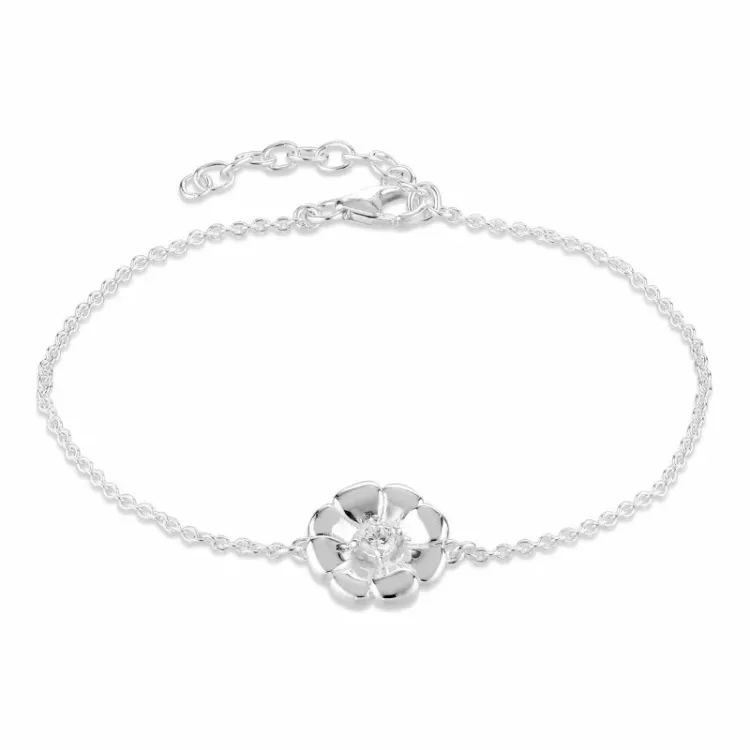 blomster zirkon armbånd i sølv