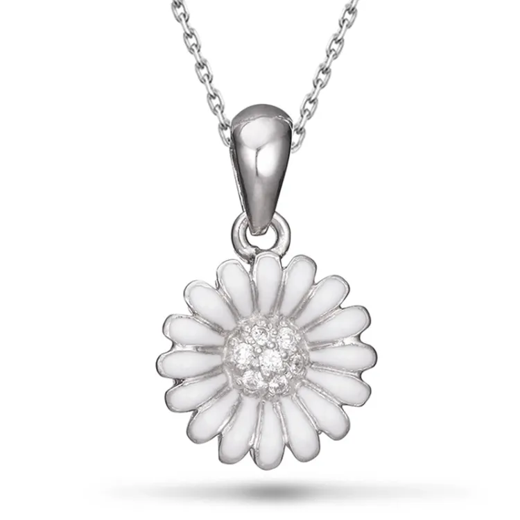 12 mm marguerit halskæde i sølv - Matilda
