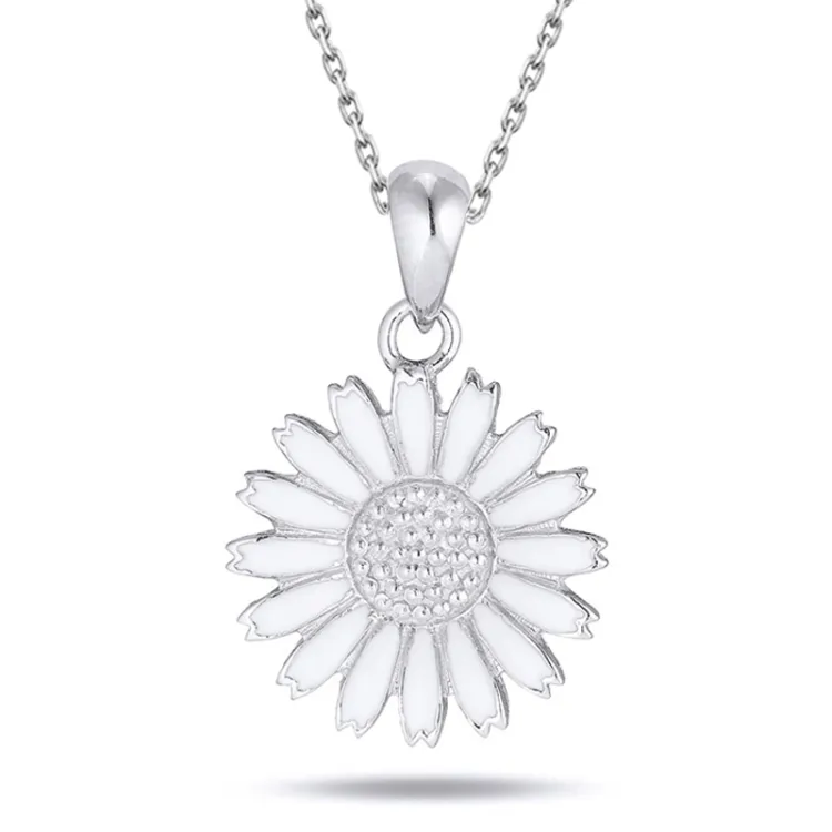15 mm marguerit halskæde i sølv