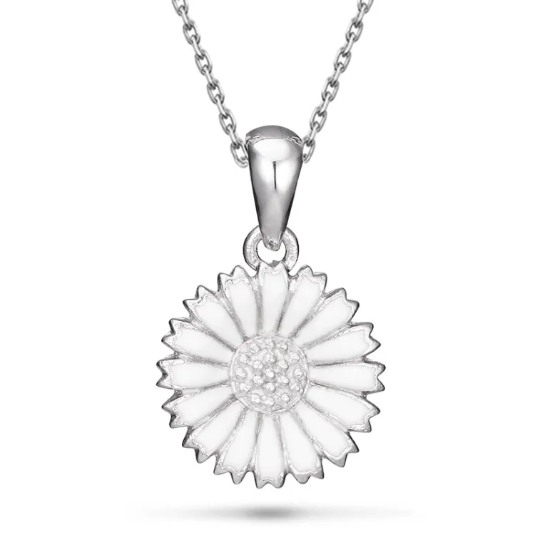 10 mm marguerit halskæde i sølv - Marie