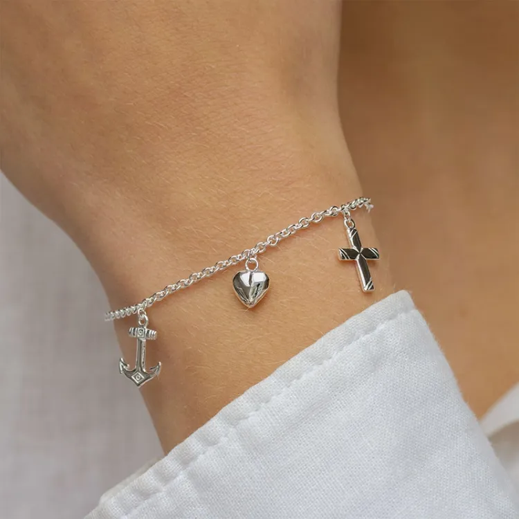 tro-håb-kærlighed armbånd i sølv - Amoré