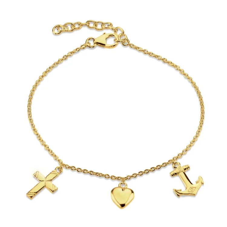 tro-håb-kærlighed armbånd i forgyldt sølv - Amoré