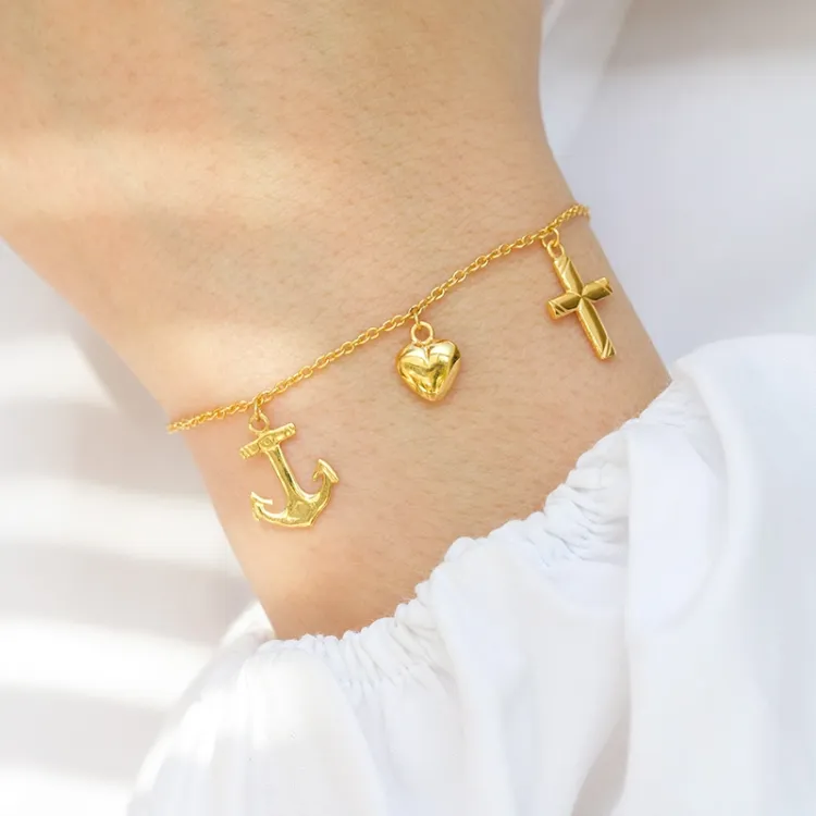 tro-håb-kærlighed armbånd i forgyldt sølv - Amoré