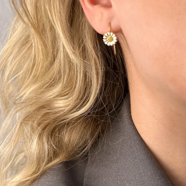 9,5 mm marguerit ørekroge i forgyldt sølv - Mix & Match