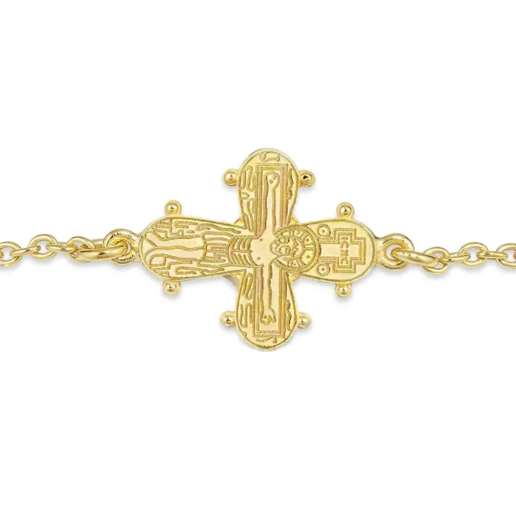 12 x 10,5 mm dagmarkors ankerarmbånd i forgyldt sølv - Amoré