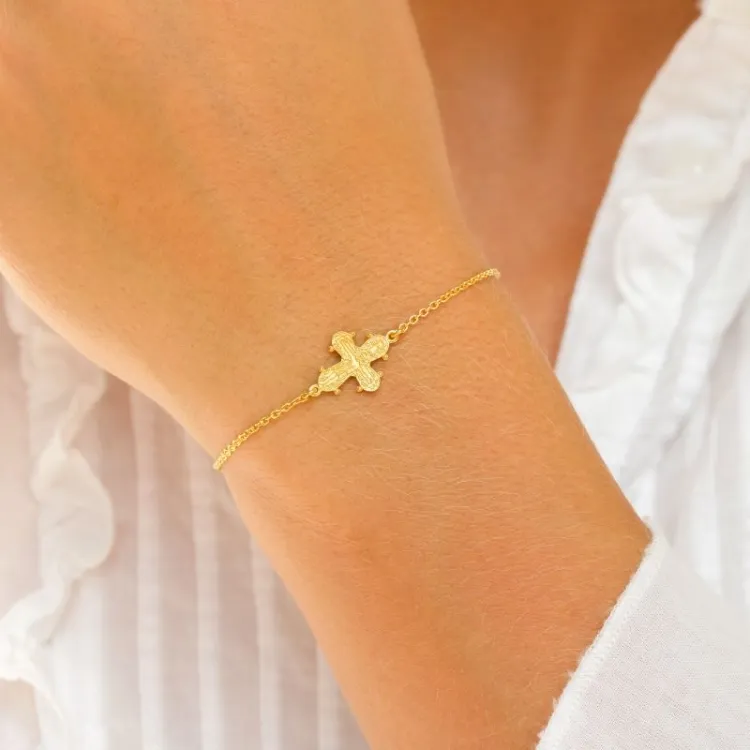 12 x 10,5 mm dagmarkors ankerarmbånd i forgyldt sølv - Amoré