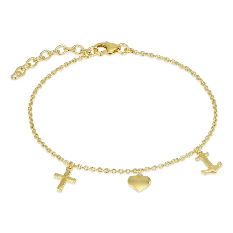 tro-håb-kærlighed armbånd i forgyldt sølv - Amoré