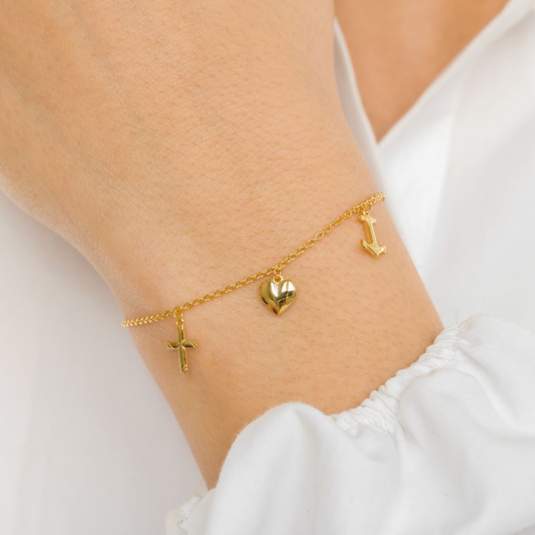tro-håb-kærlighed armbånd i forgyldt sølv - Amoré