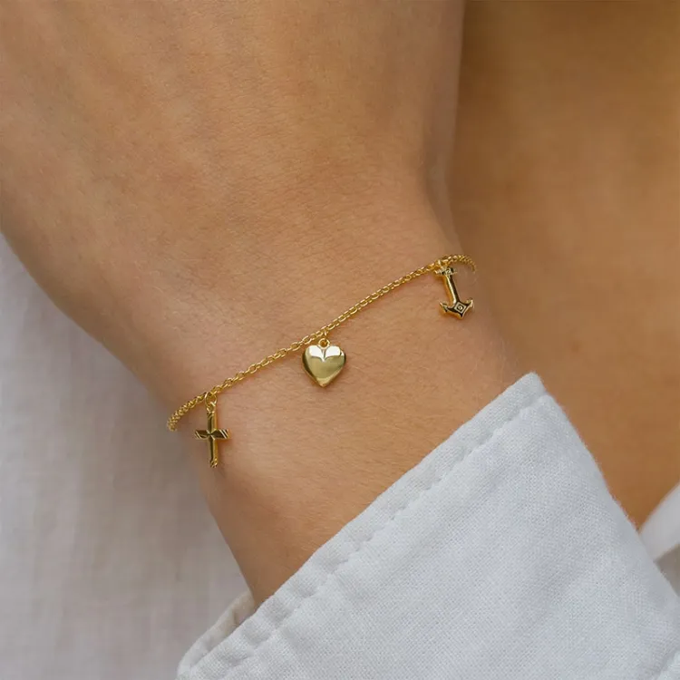 tro-håb-kærlighed armbånd i forgyldt sølv - Amoré