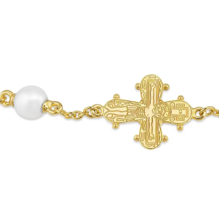 12 x 10,5 mm dagmarkors perle armbånd i forgyldt sølv - Amoré