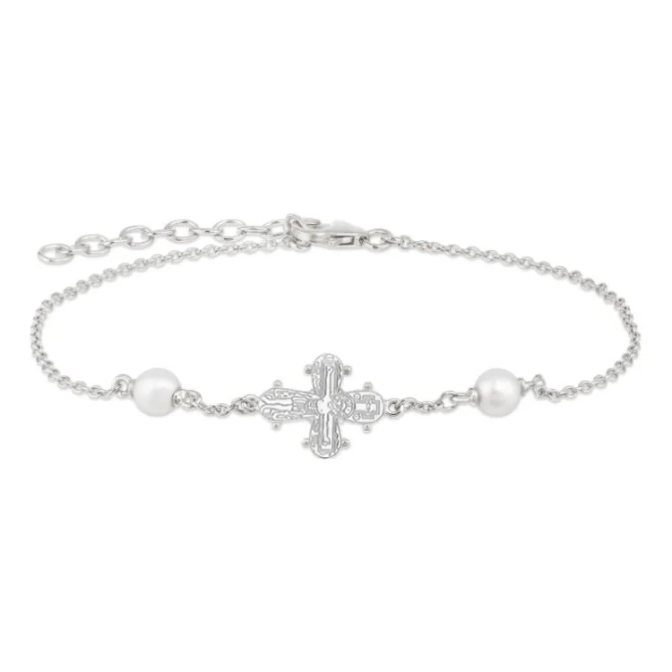 12 x 10,5 mm dagmarkors perle armbånd i sølv - Amoré