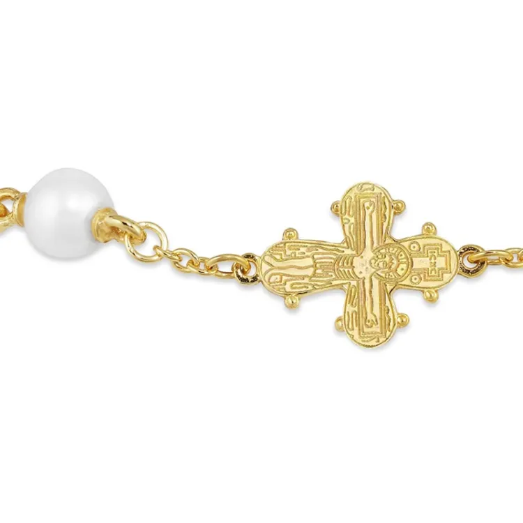 10 x 8,5 mm dagmarkors perle armbånd i forgyldt sølv - Amoré