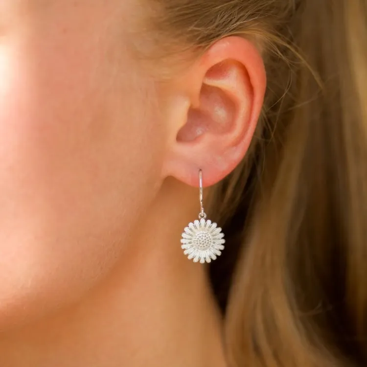 14,5 mm marguerit øreringe i sølv - Matilda