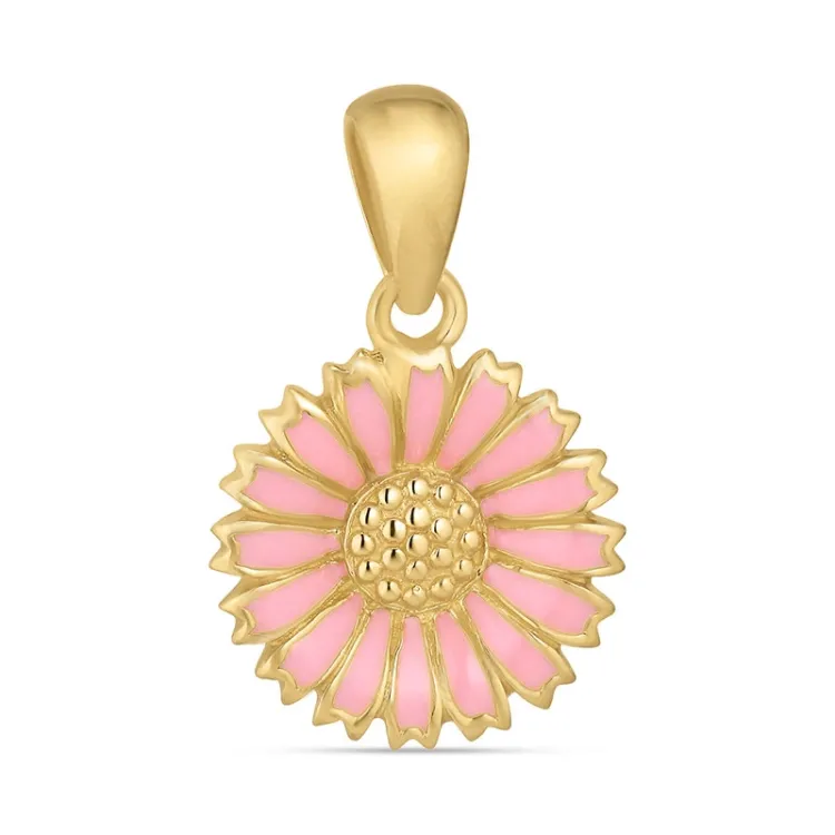 14,5 mm marguerit pink vedhæng i forgyldt sølv - Marie