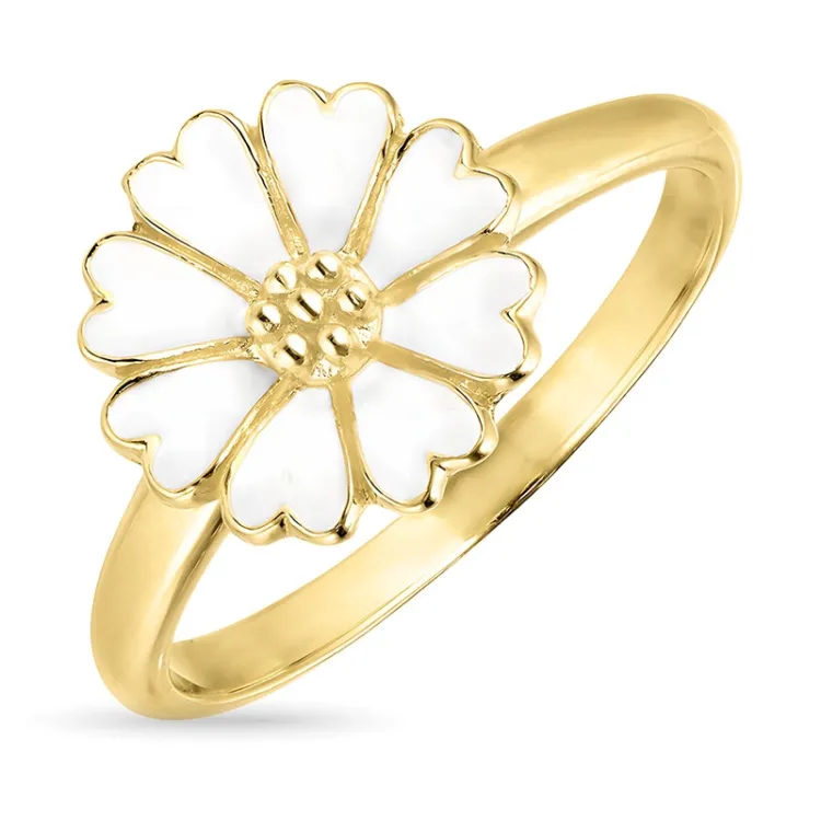 11 mm marguerit ring i forgyldt sølv - Magda