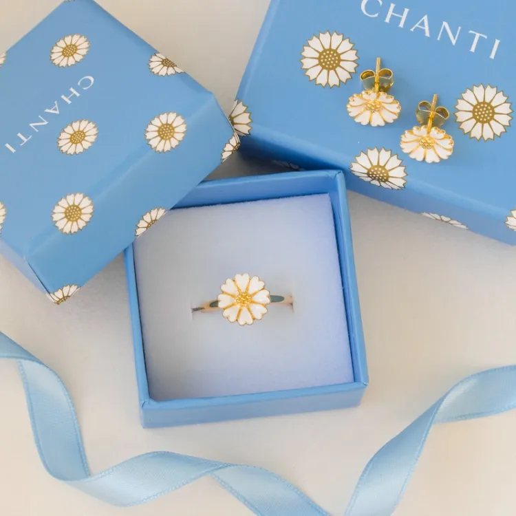 11 mm marguerit ring i forgyldt sølv - Magda