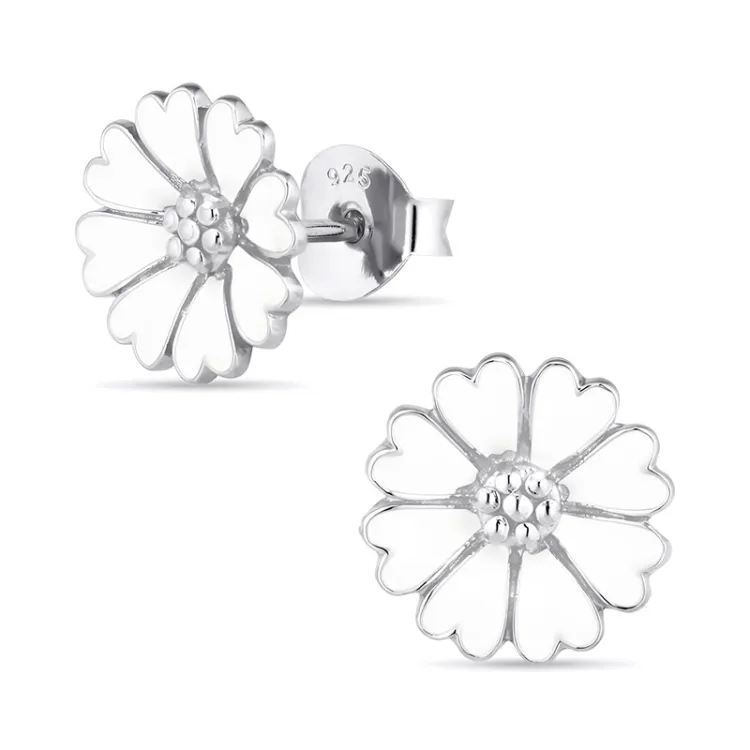 11 mm marguerit ørestikker i sølv - Magda