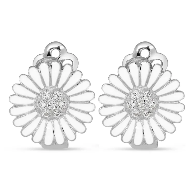 14 mm marguerit øreringe i sølv - Matilda