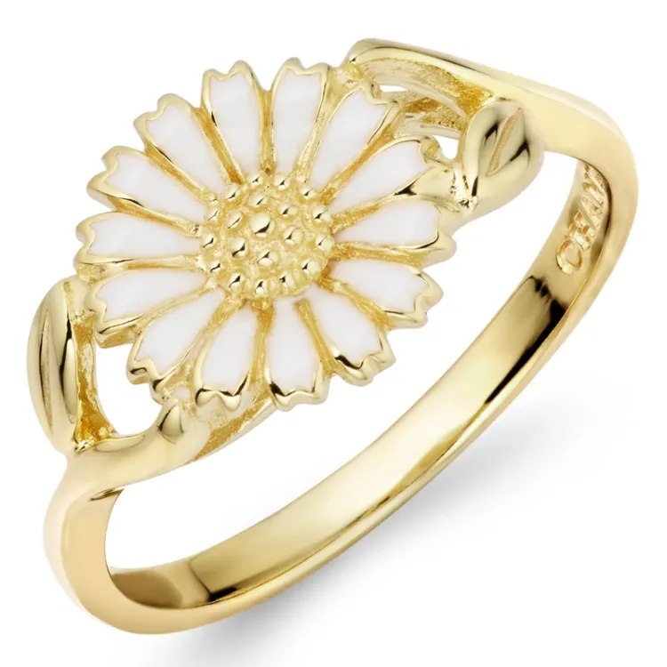 10 mm marguerit ring i forgyldt sølv - Marie