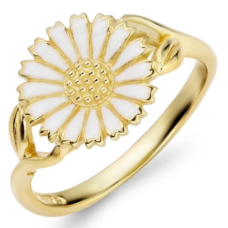 11 mm marguerit ring i forgyldt sølv - Marie