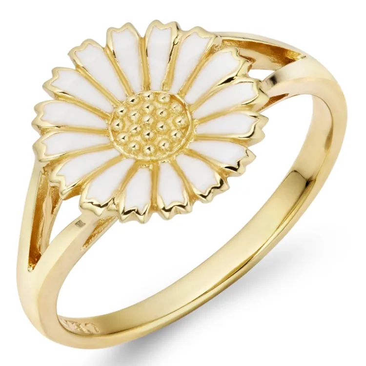 10 mm marguerit ring i forgyldt sølv - Marie
