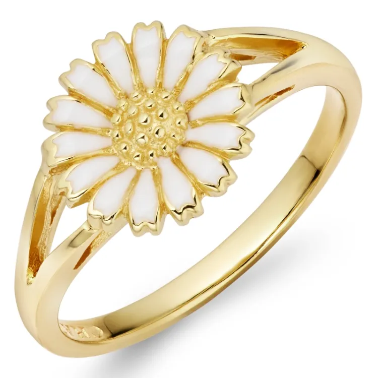 10 mm marguerit ring i forgyldt sølv - Marie