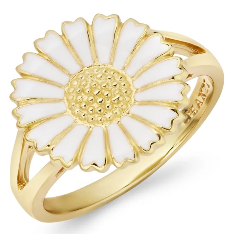 14 mm marguerit ring i forgyldt sølv - Marie