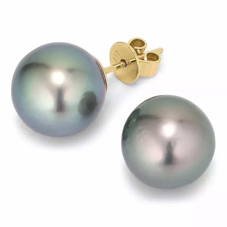 11 - 12 mm a-graded tahiti perle ørestikker i 14 karat guld