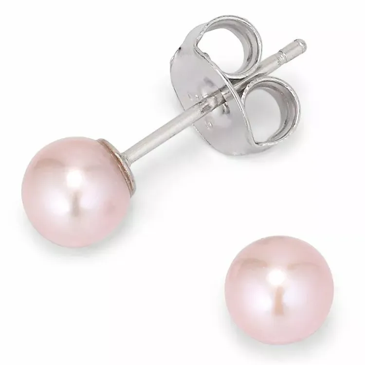 5-5,5 mm aa-graded pink perleørestikker i sølv
