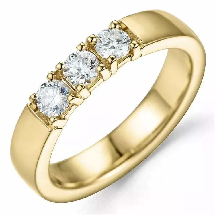 diamant alliancering i 14 karat guld 3 x 0,15 ct