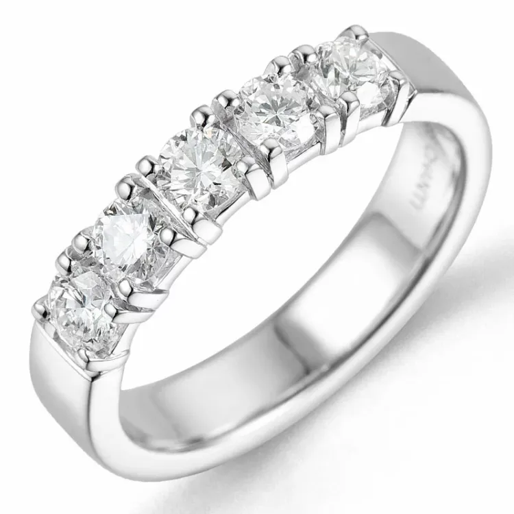diamant alliancering i 14 karat hvidguld 5 x 0,15 ct