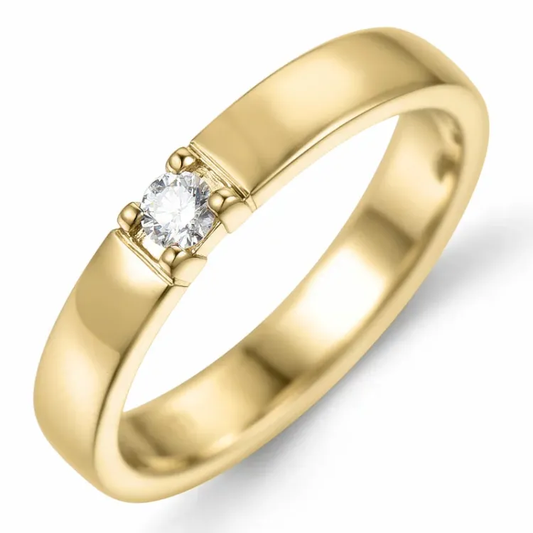 Kampagne - alliancering i 14 karat guld 1 x 0,07 ct