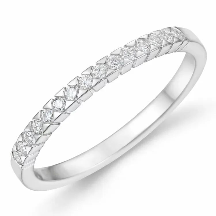 diamant alliancering i 14 karat hvidguld 0,15 ct