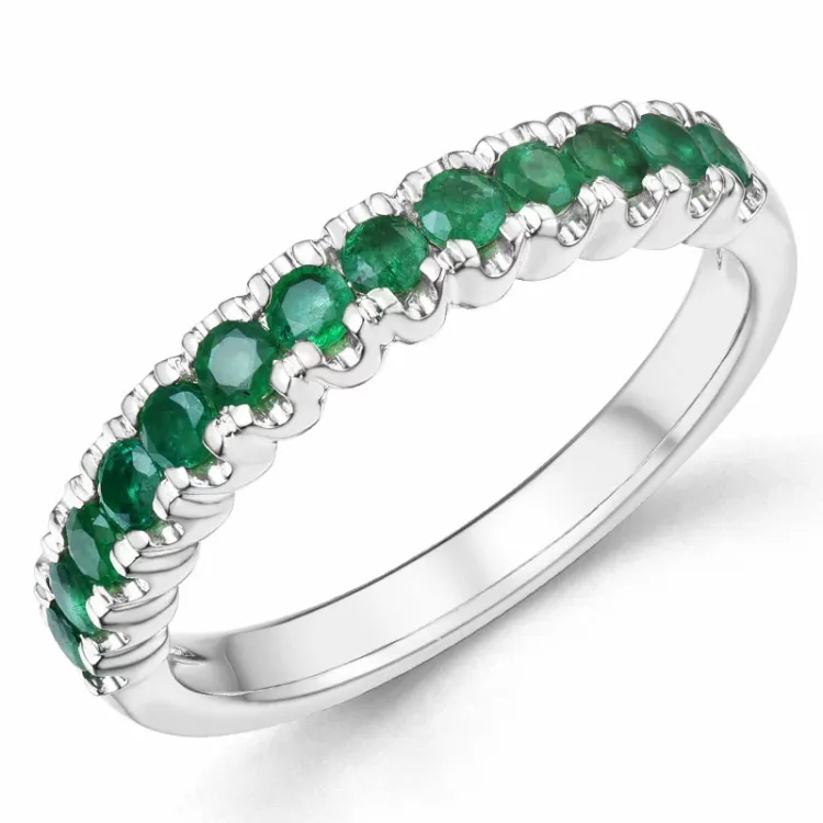 Kollektionsprøve smaragd ring i 14 karat hvidguld 0,59 ct