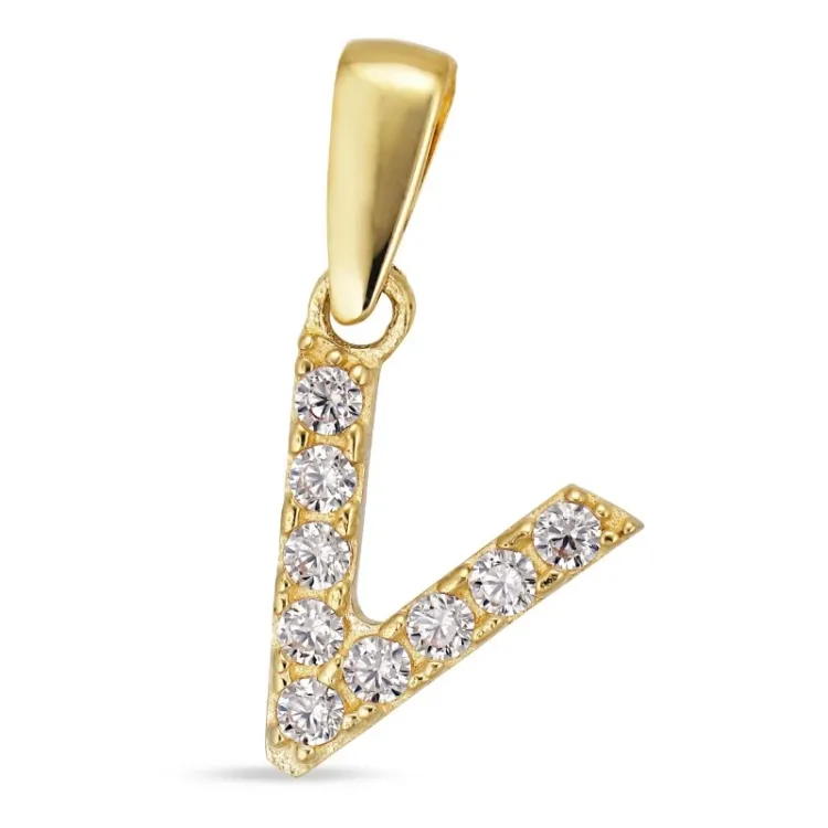 bogstav V vedhæng i 8 karat guld - My Letter