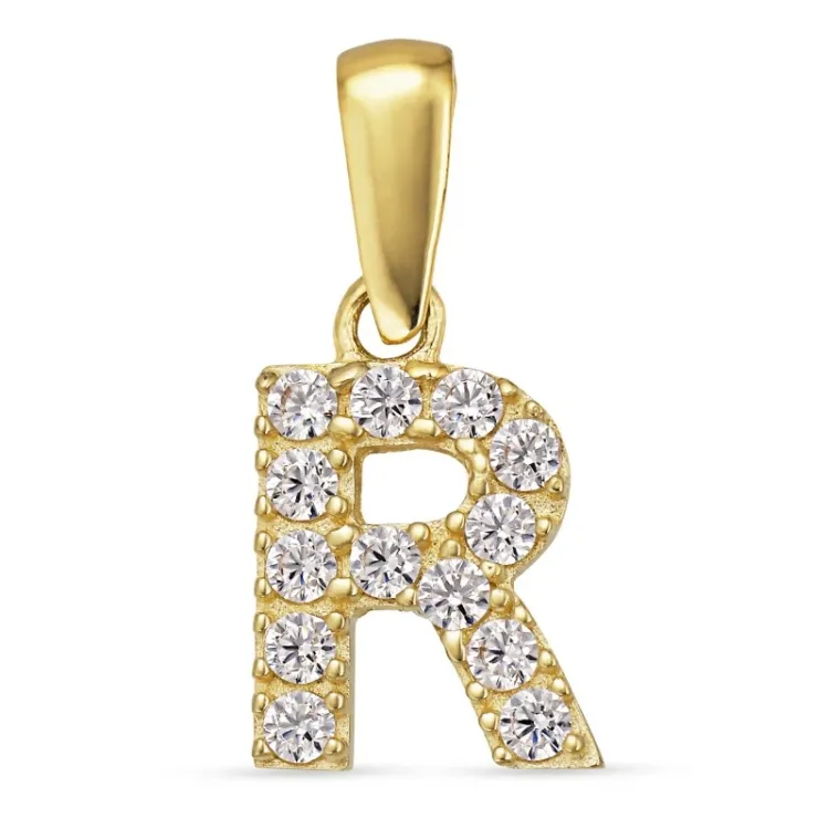 bogstav R vedhæng i 8 karat guld - My Letter